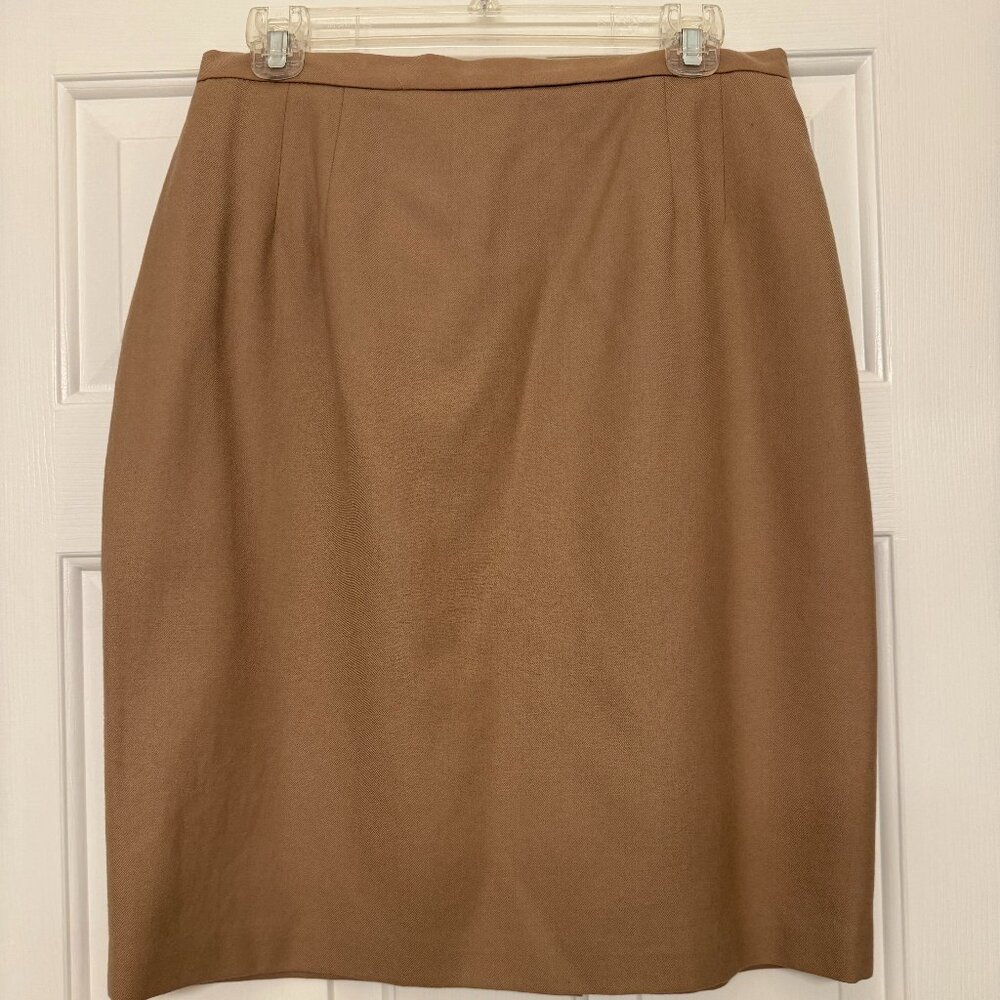 Classic Wool Camel Tan Skirt Talbots 14 Petite